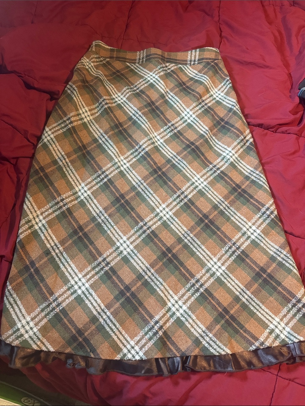 Cristopher & Banks plaid A-Line Skirt in Brown and Green